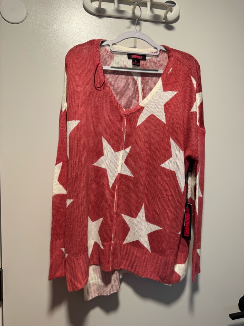 Women’s Red Star V-Neck Sweater by RockStar Cottage